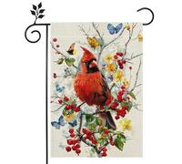 Bandiera Decorativa Spring Summer Cardinal Bird Butterfly Flower bandiera