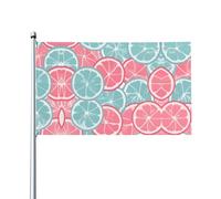 Bandiera decorativa stampata con fette di agrumi rosa e blu per decorazioni per feste all'interno o all'esterno - 3 * 5 piedi