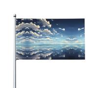 Bandiera decorativa stampata per esterni con nuvole bianche sul mare, per decorazioni per feste al chiuso o all'aperto - 3 * 5 piedi
