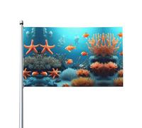 Bandiera decorativa stampata per esterni con pesci corallini sott'acqua, per decorazioni per feste al chiuso o all'aperto - 3 * 5 piedi