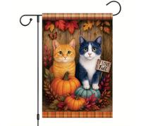 Bandiera Decorativa Thanksgiving Fall Orange Tabby and Gray Cat Bandiera