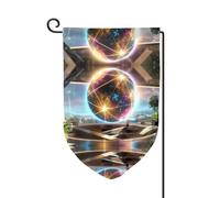 Bandiera decorativa unica per cortile, design personalizzato per primavera e giardino, bandiere bifacciali in poliestere resistente per esterni, per cortile, portico e patio, futuro pianeta taglia