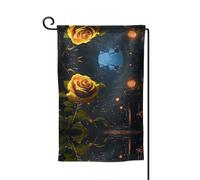 Bandiera decorativa unica per cortile, design personalizzato per primavera e giardino, bandiere bifacciali in poliestere resistente per esterni, per cortile, portico e patio, strade deboli con rose