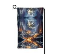 Bandiera decorativa unica per cortile, design personalizzato per primavera e giardino, bandiere bifacciali in poliestere resistente per esterni, per cortile, portico e patio, inferno e paradiso