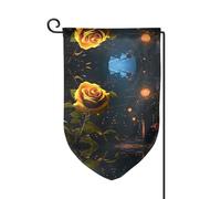 Bandiera decorativa unica per cortile, design personalizzato per primavera e giardino, bandiere bifacciali in poliestere resistente per esterni, per cortile, portico e patio, strade deboli con rose