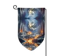 Bandiera decorativa unica per cortile, design personalizzato per primavera e giardino, bandiere bifacciali in poliestere resistente per esterni, per cortile, portico e patio, inferno e paradiso