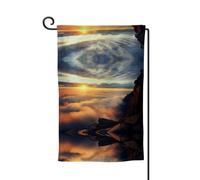 Bandiera decorativa unica per cortile - Design personalizzato per primavera e giardino, bandiere da esterno bifacciali in poliestere resistente per cortile, portico e patio Il sole che sorge tra due