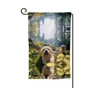 Bandiera decorativa unica per cortile, design personalizzato per primavera e giardino, bandiere da esterno in poliestere resistente su entrambi i lati per cortile, portico e patio, un vivace cagnolino