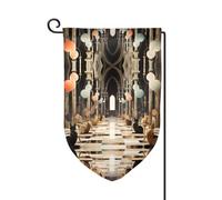 Bandiera decorativa unica per cortile, design personalizzato per primavera e giardino, bandiere da esterno in poliestere resistente su entrambi i lati per cortile, portico e patio, gatto che gioca a