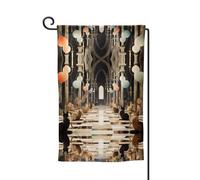 Bandiera decorativa unica per cortile, design personalizzato per primavera e giardino, bandiere da esterno in poliestere resistente su entrambi i lati per cortile, portico e patio, gatto che gioca a