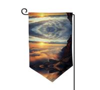 Bandiera decorativa unica per cortile - Design personalizzato per primavera e giardino, bandiere da esterno bifacciali in poliestere resistente per cortile, portico e patio Il sole che sorge tra due