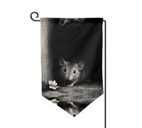 Bandiera decorativa unica per cortile, design personalizzato per primavera e giardino, bandiere da esterno su entrambi i lati in poliestere resistente per cortile, portico e patio, un topo nel buio