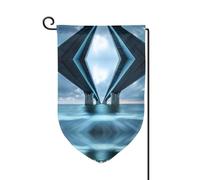 Bandiera decorativa unica per cortile, design personalizzato per primavera e giardino, bandiere da esterno su entrambi i lati in poliestere resistente per cortile, portico e patio, un ponte che