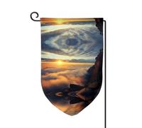 Bandiera decorativa unica per cortile - Design personalizzato per primavera e giardino, bandiere da esterno bifacciali in poliestere resistente per cortile, portico e patio Il sole che sorge tra due