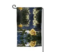 Bandiera decorativa unica per cortile, design personalizzato per primavera e giardino, in poliestere resistente, su entrambi i lati, per cortile, portico e patio, Giove Midnight Rose Garden, taglia