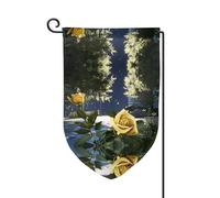 Bandiera decorativa unica per cortile, design personalizzato per primavera e giardino, in poliestere resistente, su entrambi i lati, per cortile, portico e patio, Giove Midnight Rose Garden, taglia