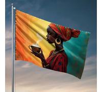 Bandiera decorativa vintage con tè caldo in abiti africani tradizionali bandiere decorative per la casa da uomo (30 x 45 cm)