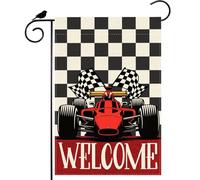 Bandiera Decorativa Welcome Race Car Black White Checkered S Con 2 Occhielli Bandieradacortile Appendere Decorazioni Da Giardino Per Esterni Vacanza Domestiche 12X18 Inch
