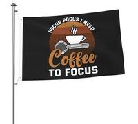 Bandiera Decorative Bandiere Da Balcone Coffee Hocus Pocus I Need Coffee Con Occhielli Flag Per Interno Conferenza Decorazione 90X150Cm