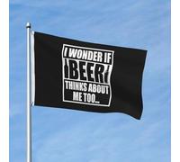 Bandiera Decorative Bandiere Da Balcone I Wonder If Beer Thinks About Me Too Rinforzo Bandierine Della Decorazione Per Conferenza Interno Esterno 90X150Cm