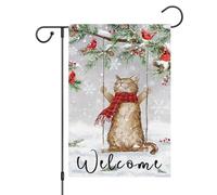 Bandiera Decorazioni Cat Xmas Welcome Merry Christmas Winter Piccola