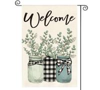 Bandiera Decorazioni Eucalyptus Mason Jar Buffalo Plaid Bandiera da