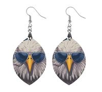 Bandiera degli Stati Uniti aquila calva in occhiali novità donna orecchini pendenti moda in legno stampato orecchino goccia pendenti gioielli, Star, Legno, Nessuna pietra preziosa