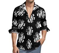Bandiera degli Stati Uniti con EMS Star of Life Camicia da uomo a maniche lunghe con bottoni e tasca, Stile:, 5XL