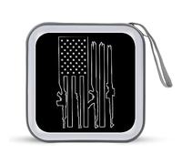 Bandiera degli Stati Uniti con mitragliatrici divertente CD Holder 40 Capacità DVD Custodia protettiva Disco Storage Organizer Bag per Auto Casa Viaggio