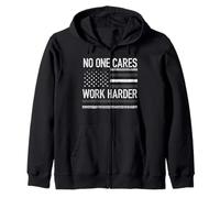 Bandiera degli Stati Uniti con Scritta No One Cares Work Harder Motivational Workout Gym Felpa con Cappuccio