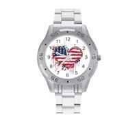 Bandiera degli Stati Uniti Cuore Splash Leopard Uomo Business Watch Moda in Acciaio Inox Orologi da polso Personalizzato Facile Leggere Orologi per le Donne