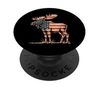 Bandiera degli Stati Uniti d'America retrò vintage per amanti delle alci per donne bambini uomini PopSockets PopGrip Adesivo