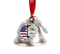 Bandiera degli Stati Uniti e del Belize stampata Campane di Natale Ornamento Albero di Natale Hanging Decor Decorazione per le Vacanze