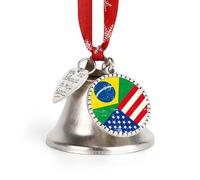 Bandiera degli Stati Uniti e del Brasile stampata Campane di Natale Ornamento Albero di Natale Appeso Decorazione Decorazione per le Vacanze