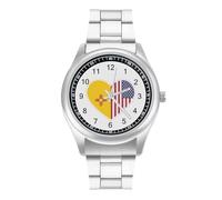 Bandiera degli Stati Uniti e del Nuovo Messico Moda Orologio da polso al quarzo in acciaio inossidabile con numeri arabi per uomo donna, Stile:, regular, MHXYZHW