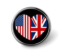 Bandiera degli Stati Uniti E del Regno Unito Cuore Novità Distintivo Metallo 1 ″ Spilla rotonda Pin Vestiti Cappello Borsa Cravatta Accessori Decor