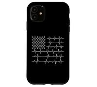 Bandiera degli Stati Uniti ECG Battito cardiaco Lines Patriotic Paramedic Custodia per iPhone 11