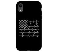 Bandiera degli Stati Uniti ECG Battito cardiaco Lines Patriotic Paramedic Custodia per iPhone XR