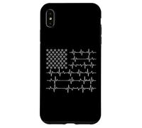 Bandiera degli Stati Uniti ECG Battito cardiaco Lines Patriotic Paramedic Custodia per iPhone XS Max