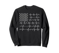 Bandiera degli Stati Uniti ECG Battito cardiaco Lines Patriotic Paramedic Felpa