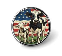 Bandiera degli Stati Uniti Mucca Animale Distintivo Rotondo Spilla Spille Spille Distintivi per Zaino Giacche Cappelli Decorazione