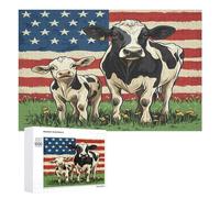 Bandiera degli Stati Uniti Mucca Animale Puzzle per Adulti Famiglia Attività Giochi Home Decor Puzzle 1000 PCS