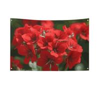 Bandiera dei gerani rossi 0,9 x 1,5 m nessuna dissolvenza bandiera di benvenuto giardino cortile casa bandiere decorative giardino cortile cartello interno esterno banner festa decorazione casa