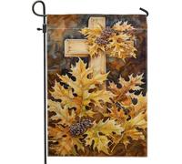Bandiera Dei Pirati Autumn Cross Yellow Oak Leaves 30X45Cm Bandiera Pirata Divertenti Non Sbiadisce Facilmente Banner Per Camera Da Letto Celebrazione Patio