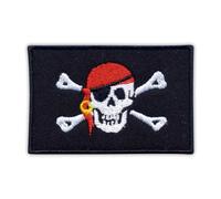 Bandiera dei pirati - Jolly Roger con bandana - toppa ricamata da cucire
