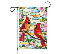 Bandiera Dei Pirati Welcome Cardinal Bird Stained Glass Flower Flower 30X45Cm Bandiera Da Giardino Moda Con Occhielli Banner Per Esterni Camera Da Letto Decorazione