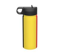 Bandiera del Belgio, bottiglia d'acqua isolata per il tempo libero, in acciaio inox con cannuccia (510 ml), adatta per campeggio, fitness, escursioni all'aria aperta,