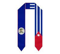 Bandiera del Belize, Cuba, Cubani, Sciarpa di laurea per studenti internazionali, regalo per la cerimonia di laurea della classe 2026, bifacciale, 72" × 5,12" con estremità appuntita