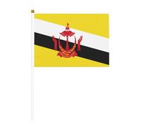 Bandiera del Brunei, piccole bandiere tenute in mano, mini bandiere su bastone per feste, attività di squadra, parate, decorazione per le vacanze, confezione da 10