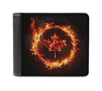 Bandiera del Canada Bandiera della Fiamma Canadese Portafoglio Bifold Sottile Porta Carte di Contanti Borsa in Pelle, Stile:, Taglia unica